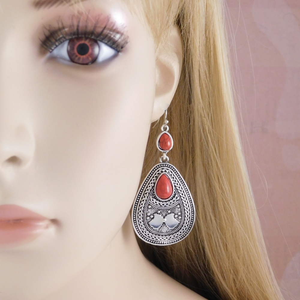 Southwest Red Coral Earrings